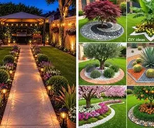 ایده دیزاین مدرن و گل کاری داخل باغچه حیاط (عکس)