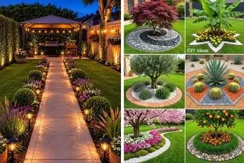 ایده دیزاین مدرن و گل کاری داخل باغچه حیاط (عکس)