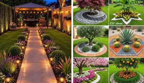 ایده دیزاین مدرن و گل کاری داخل باغچه حیاط (عکس)