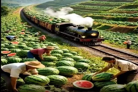 کشاورزی نوین؛ تو کوه هندونه کاشتن انقد بار داد قطار اختصاصی واس درو گرفتن