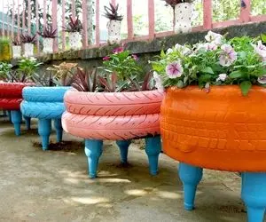 ایده های خلاقانه؛ جای باغچه بیا تو لاستیک ماشین گل بکار ببین چقدر خاص و خوشگل میشه