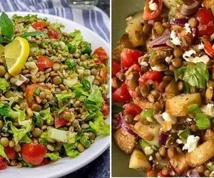 طرز تهیه سالاد عدس خوشمزه و رژیمی / یه سالاد جذاب که یه شام عالی هم میتونه باشه