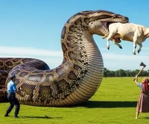 حیات وحش مصنوعی؛ مبارزه تیم نجات با پیتون غول برای نجات گاو مادر