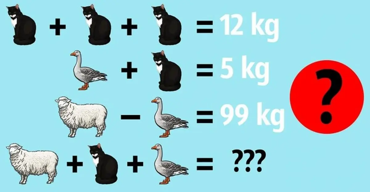 FindTheValueOfCatSheepDuckInPicturePuzzleIQTest