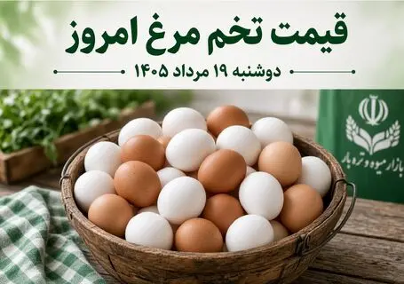 قیمت تخم مرغ امروز دوشنبه 19 مرداد 1405 / 30 عدد تخم مرغ چند؟