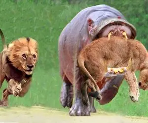 شاهکار حیات وحش؛ اسب آبی سفاک شیر ددمنش که نوزادشو بلعید شرحه کرد کفتار بلعید