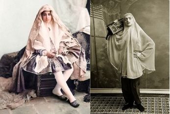 ملاک استایل زنان در قاجار / چرا خانوم یه پاش شلواره یه پاش دامن اما سرش روسری سفت