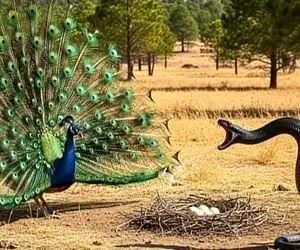 مستند حیات وحش؛ مواجهه طاووس پر گشوده با پیتون