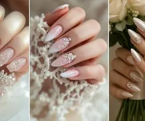 طرح و متریال لاک ژل مناسب عروس؛ از نقش های آرام و نجیب تا شلوغ ترینها/با حلقه عالین
