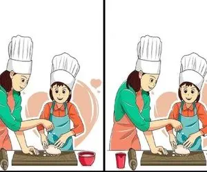 بازی فکری؛ یک ذره مختو به کار بکش تفاوت زن و شوهر کیک پزو پیدا کن