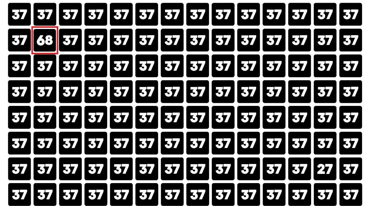 پاسخ-تست-بینایی-یافتن-عدد-68-بین-اعداد-37