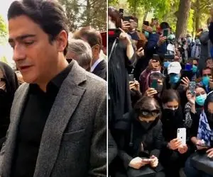 آواز ماندگار؛ همایون شجریان سرمزار پدرش تو جمعیت با اشک و بغض آهنگ آسمان عشق رو خوند