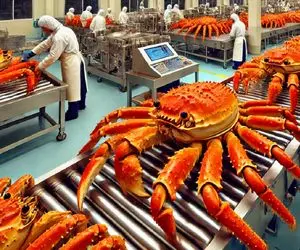 کارخانه حیوانات؛ خرچنگ‌های غول پیکرو صید میکنن هم زنده و هم سرخ شده سرو میکنن