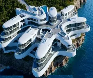 معماری خلاقانه؛ وسط شکاف صخره دریایی خونه ساخته چند وجهی با نمایی ابدی و اعیونی