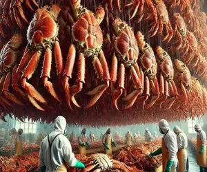 غذای چندش؛ دستای خرچنگ‌ و بست تو روغن داغ سرخ کرد با سس بشامل سرو کرد