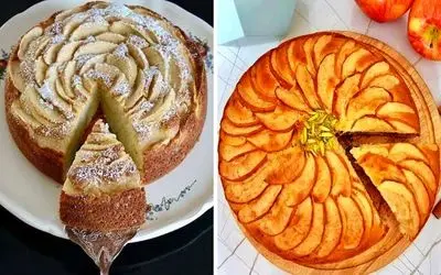 طرز تهیه کیک اسفنجی با سیب و کشمش / یه کیک خونگی خوشمزه با پف زیاد