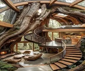 معماری خلاقانه؛ تو تنه درخت یه خونه دوبلکس ساختن خشکت میزنه از دیدنش