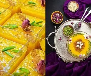طرز تهیه شله زرد نذری برای 30 نفر+ تزیین شله زرد