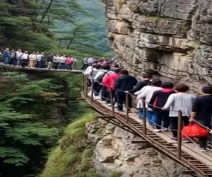 معماری طبیعت؛ کوه ریزش کرد پل و آدمای روش رو برد ته دره