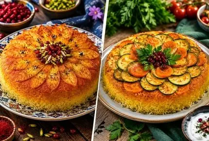 انواع ته دیگ خوشگل و دیزاین شده؛ کف برنج را به یک اثر هنری و امضای شخصی تبدیل کنید