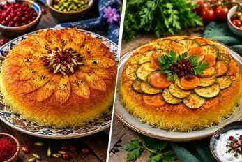 انواع ته دیگ خوشگل و دیزاین شده؛ کف برنج را به یک اثر هنری و امضای شخصی تبدیل کنید