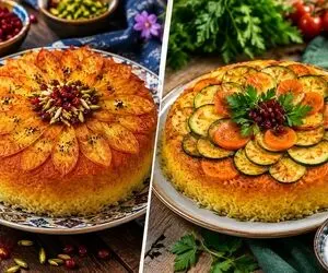 انواع ته دیگ خوشگل و دیزاین شده؛ کف برنج را به یک اثر هنری و امضای شخصی تبدیل کنید