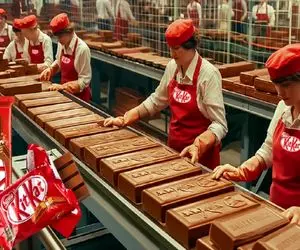 کارخانه شکلات؛ برای ساخت شکلات قلمی میلیونها تن قهوه رو با دستگاه غول میسابن