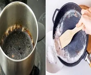 ترفند تمیز کردن قابلمه و ماهیتابه سوخته / جزغاله ترین هم که باشه میشه خواهر سفید برفی