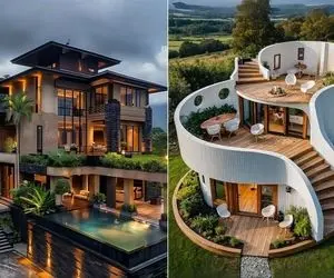 معماری خلاقانه؛ وسط جنگل عمارت های مجلل و رویایی اعیونی ساختن مصالحش از درخت