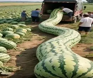 کشاورزی نوین؛ هندونه دراز چند کیلومتری پرورش دادن برا بلند کردنش همه پِت پِت افتادن