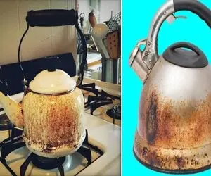 تمیز کردن کتری سوخته / با سیم نیفت به جونش عاقل که باشی خودت میفهمی خمیر مالیش بهتره