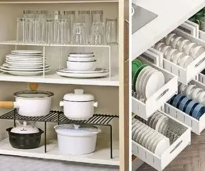 چیدمان و نظم دهی انواع ظروف و وسایل در کابینت های آشپزخانه / از قابلمه بگیر تا ادویه