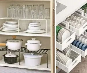 چیدمان و نظم دهی انواع ظروف و وسایل در کابینت های آشپزخانه / از قابلمه بگیر تا ادویه
