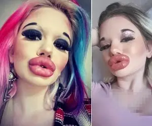 این خانوم بزرگ ترین لبای دنیا رو داره! +عکس
