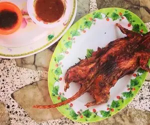 غذای چندش؛ موش های کوچه خیابون و جمع کرد موهاشونو کز داد شکمشونو پر و درسته سرخ کرد