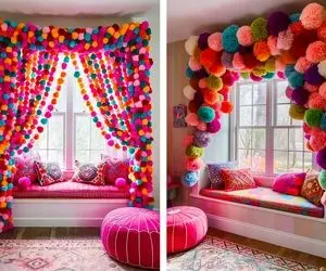 ایده پرده مدرن پوم پوم برای دکوراسیون شارپ و خاص / دلت یه تنوع حسابی میخواد بیا اینجا