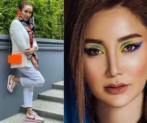 خانم بازیگر با لباس جذب و گنگش سوار بر موتوری بسیار بزرگ!