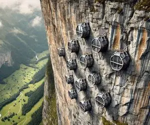 معماری خلاقانه؛ تو ارتفاع 2000پایی خونه ساخت قله کوه پیکر و از تو خالی کرد آسانسور زد