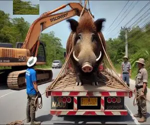 فرآوری خوک؛ خوک خرفت 200 تنی و با خاور بردن به چهار میخ کشیدن واسه سوسیس شدن