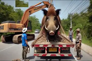 فرآوری خوک؛ خوک خرفت 200 تنی و با خاور بردن به چهار میخ کشیدن واسه سوسیس شدن