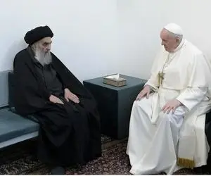 تصویری از دیدار پاپ با آیت‌الله سیستانی