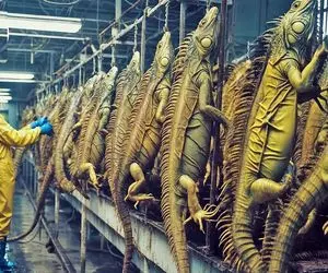 فرآوری مارمولک؛ مارمولکای دم کلفتو چاق میکنن گوشتشو برای میلیاردر شدن میفروشن