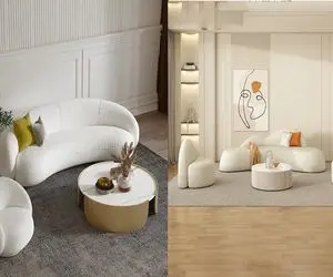 چیدانه خیلی قشنگ؛ برای ساختن خونه به سبک مینیمال میتونی از مبل‌های دایره استفاده کنی