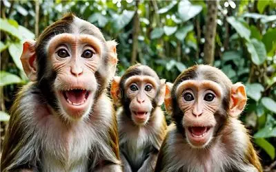 طنز حیات وحش/میمون پوکتی با شلوارک مامان دوزش نشسته ژست میگیره/از گردن دختره آویزونه 