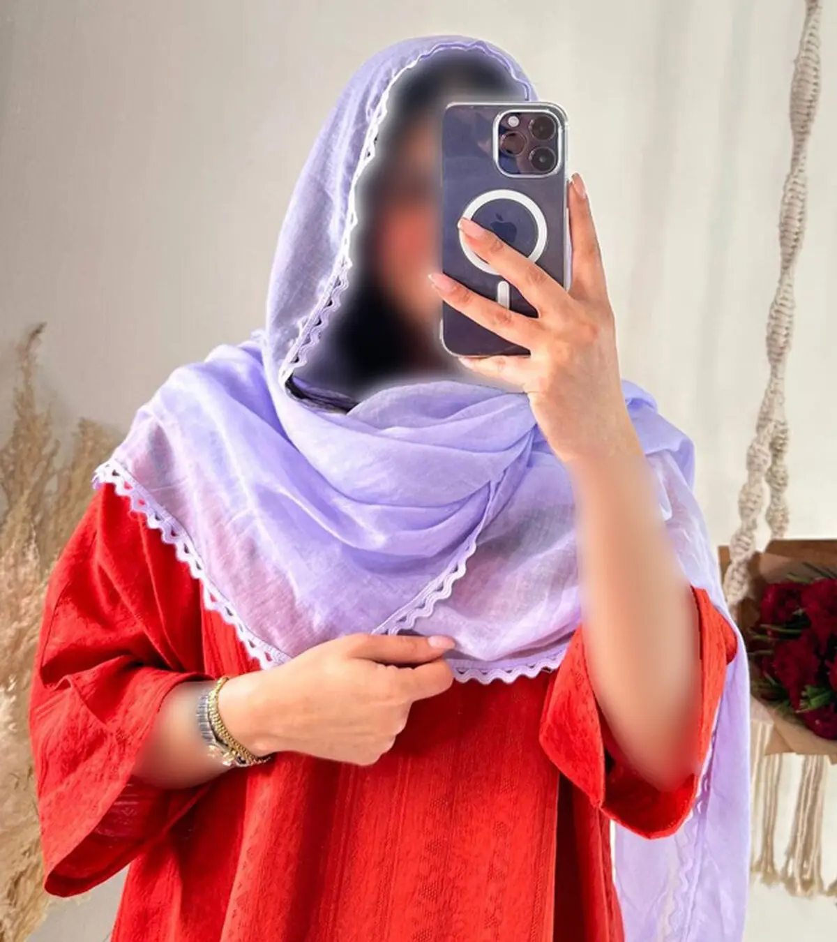 استایل با شال یاسی