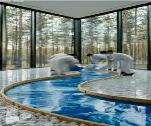 معماری خلاقانه؛ کف خونه رود جاری کردن که وایب جنگل و دریا باهم داشته باشن