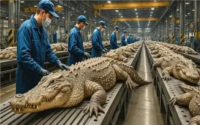 فرآوری تمساح؛ تمساح پر و بال میدن سری در بیارن تو سرای تجارت پوست و گوشت لوکس