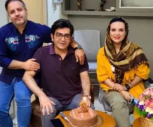 تولد 44 سالگی "فرزاد حسنی" کنار یه خانم خبرنگار خوشگل! +عکس