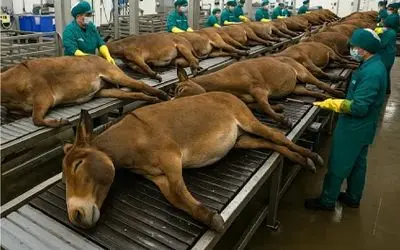 فرآوری الاغ؛ الاغ بعد 60 سال برد سلاخخونه از پوست شیر و گوشتش بهره ببره بدون دور ریز