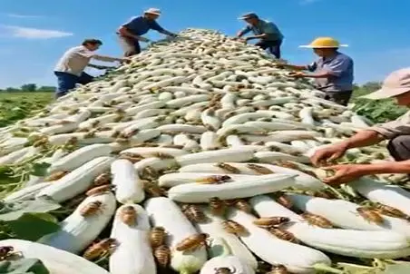 کشاورزی نوین؛ بارشون حشره های گنده چندش زده نشستن با دست جدا میکنن